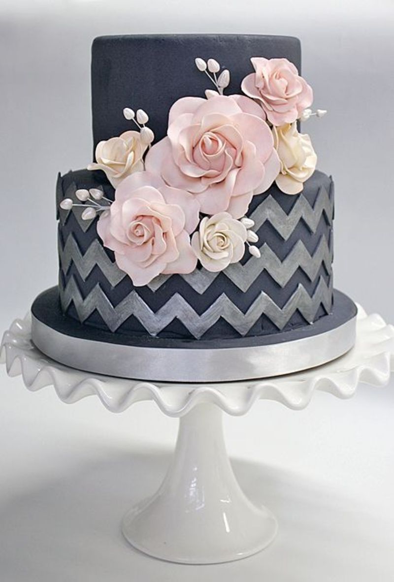 Pink and grey dark cake