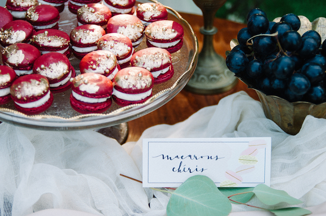 Marsala and gold macaroons