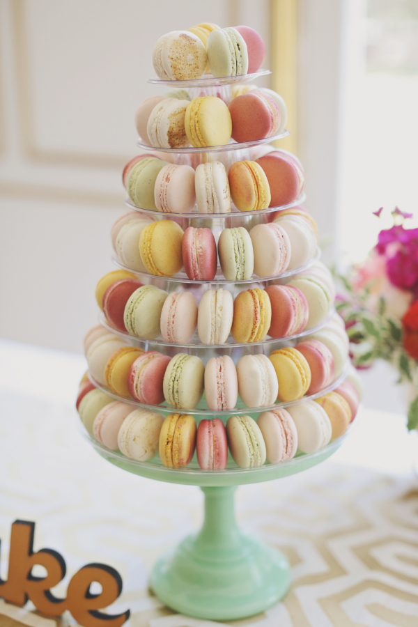 Multicoloured macaroon tower