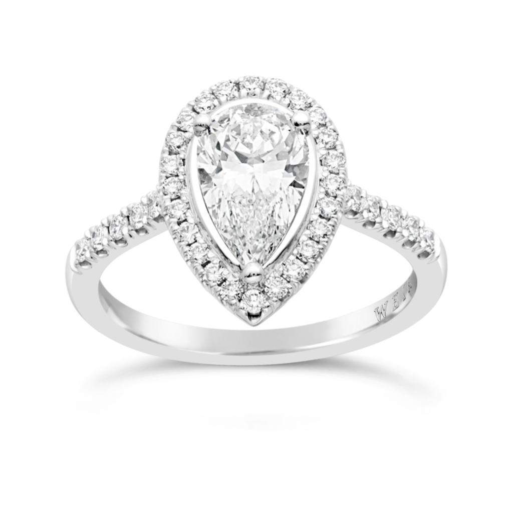 Weir & Sons 1.21ct Platinum and Pear Cut Engagement Ring, €13,580.