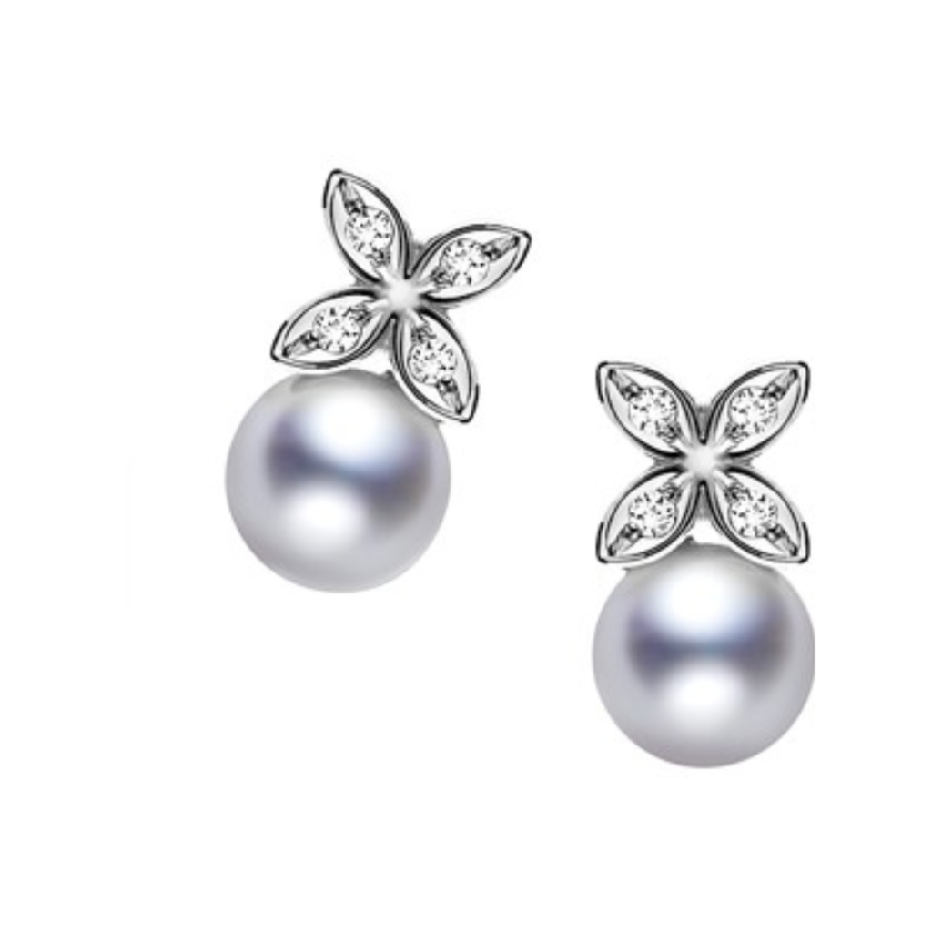 Mikimoto Akoya Pearl Clover Earrings