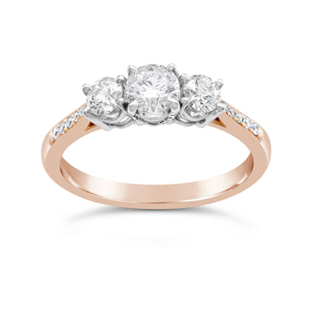 Weir & Sons 18K Rose Gold Trilogy Engagement Ring