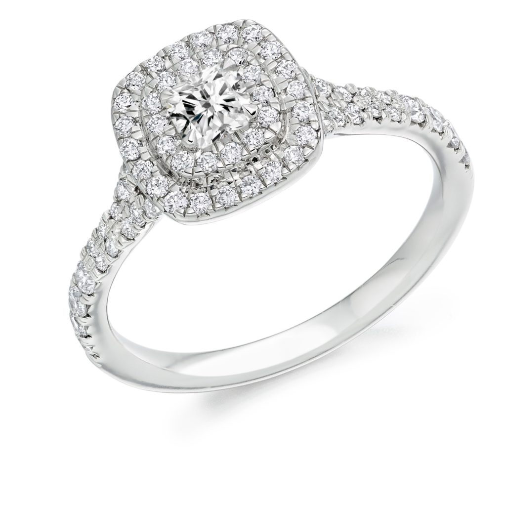 Weir & Sons Platinum Cluster Halo Engagement Ring, €2,690.