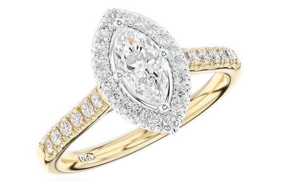 Weir & Sons Yellow gold/platinum and marquise cut diamond engagement ring