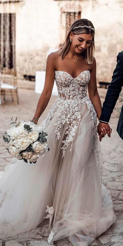 Grey and sale white wedding dress