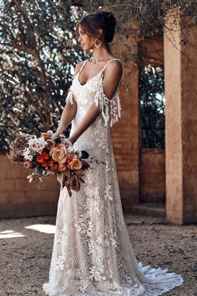 Grey and clearance white wedding dress